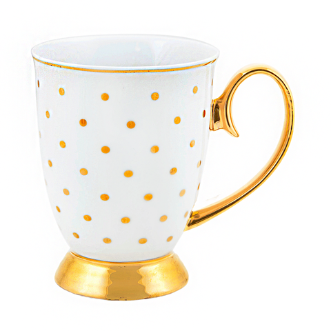 Mug Ivory Polka Gold