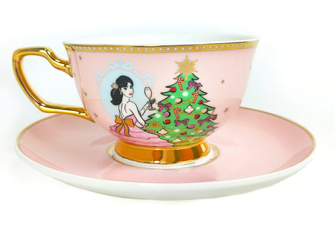 A Sparkling Christmas Teacup & Saucer Set