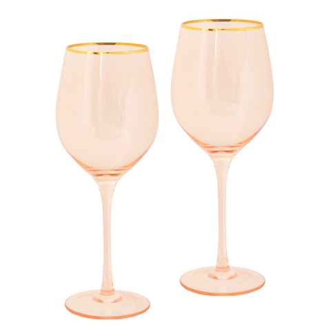 Wine Glass Rose Crystal - Set of 2
