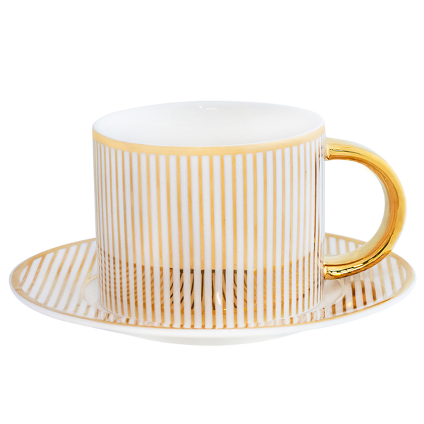 Teacup & Saucer Pinstripe Ivory - Online Exclusive